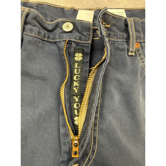 VTG 90's‎ Lucky Brand Dungarees Jeans Shorts Men 34 Blue Denim Distressed USA - Picture 12 of 16